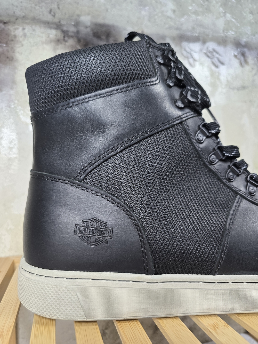 Harley-Davidson Black High Top Moto Boots Side Zip Men’s 11.5 - Picture 3 of 11